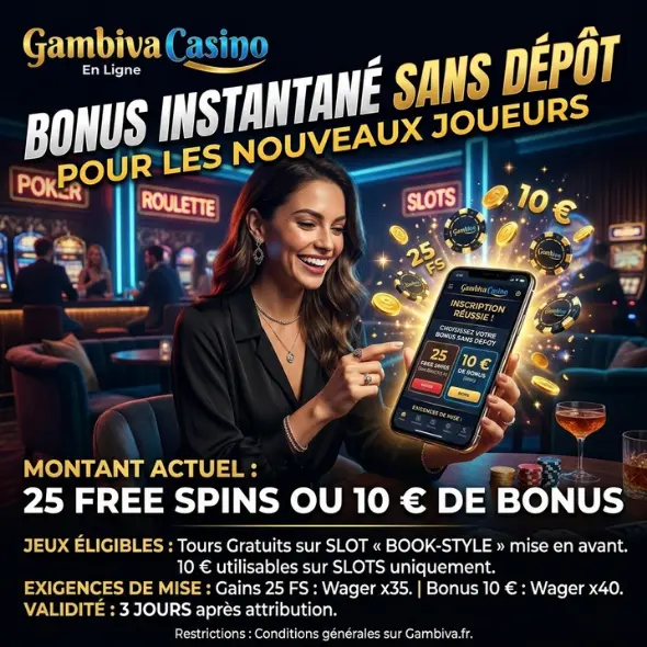 Bonus instantané sans dépôt pour les nouveaux joueurs