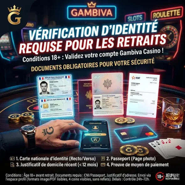 Vérification d'identité requise pour les retraits (18+)